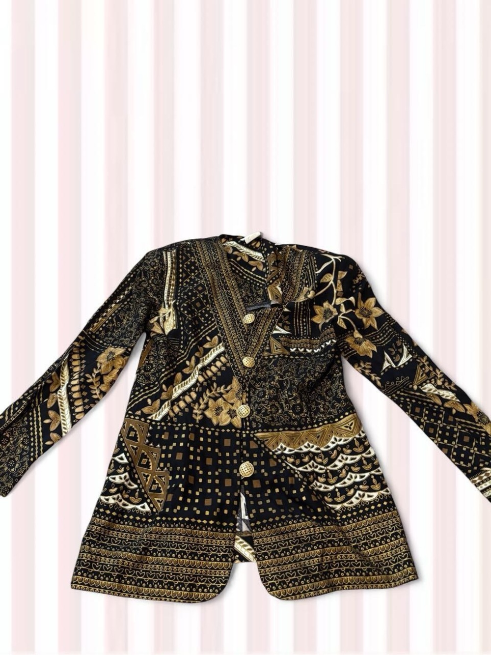 Black & Gold Patterned Blazer Jacket